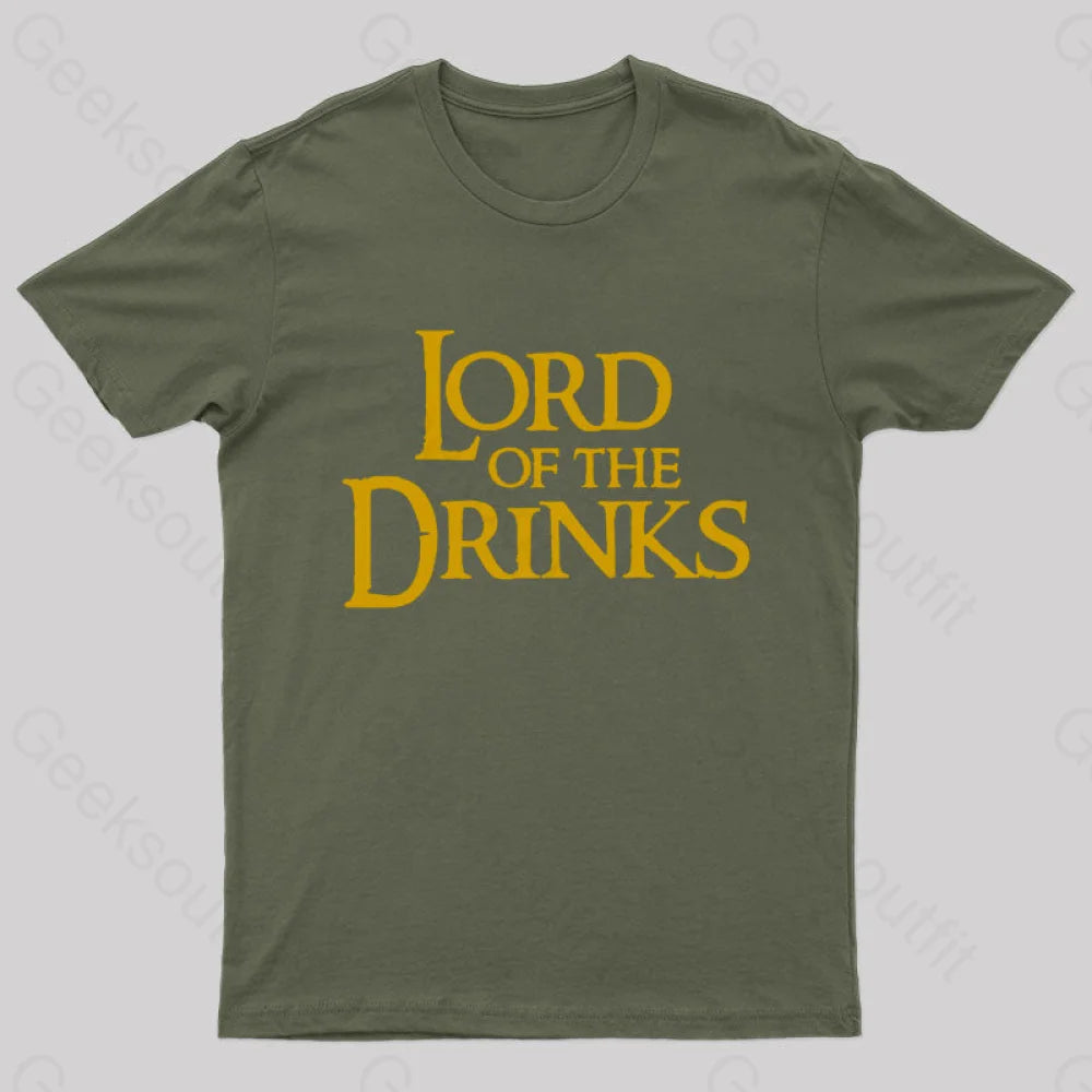 Lord Of The Drinks Geek T-Shirt Army Green / S