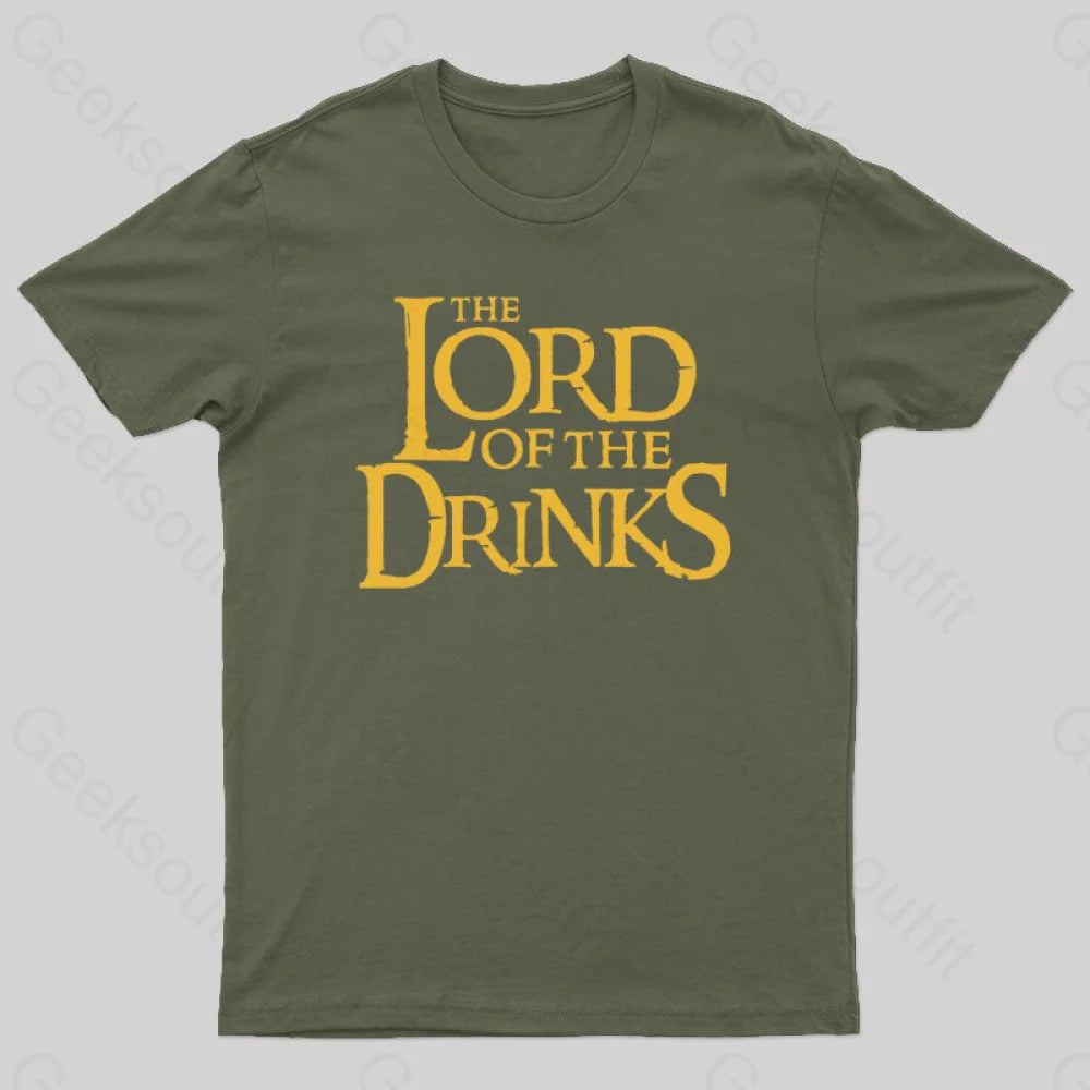 Lord Of The Drinks Geek T-Shirt Army Green / S