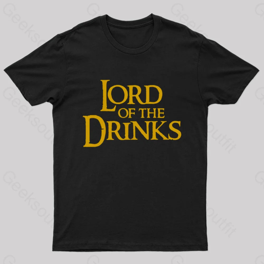 Lord Of The Drinks Geek T-Shirt Black / S