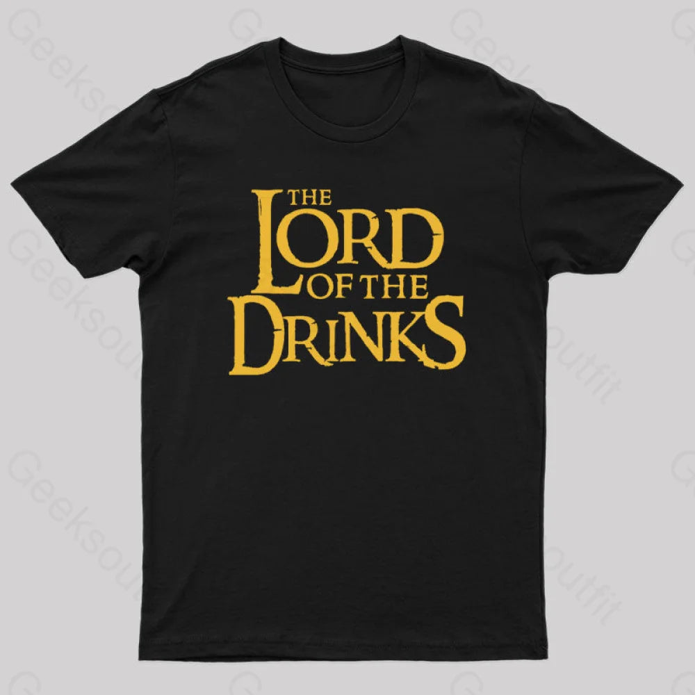 Lord Of The Drinks Geek T-Shirt Black / S