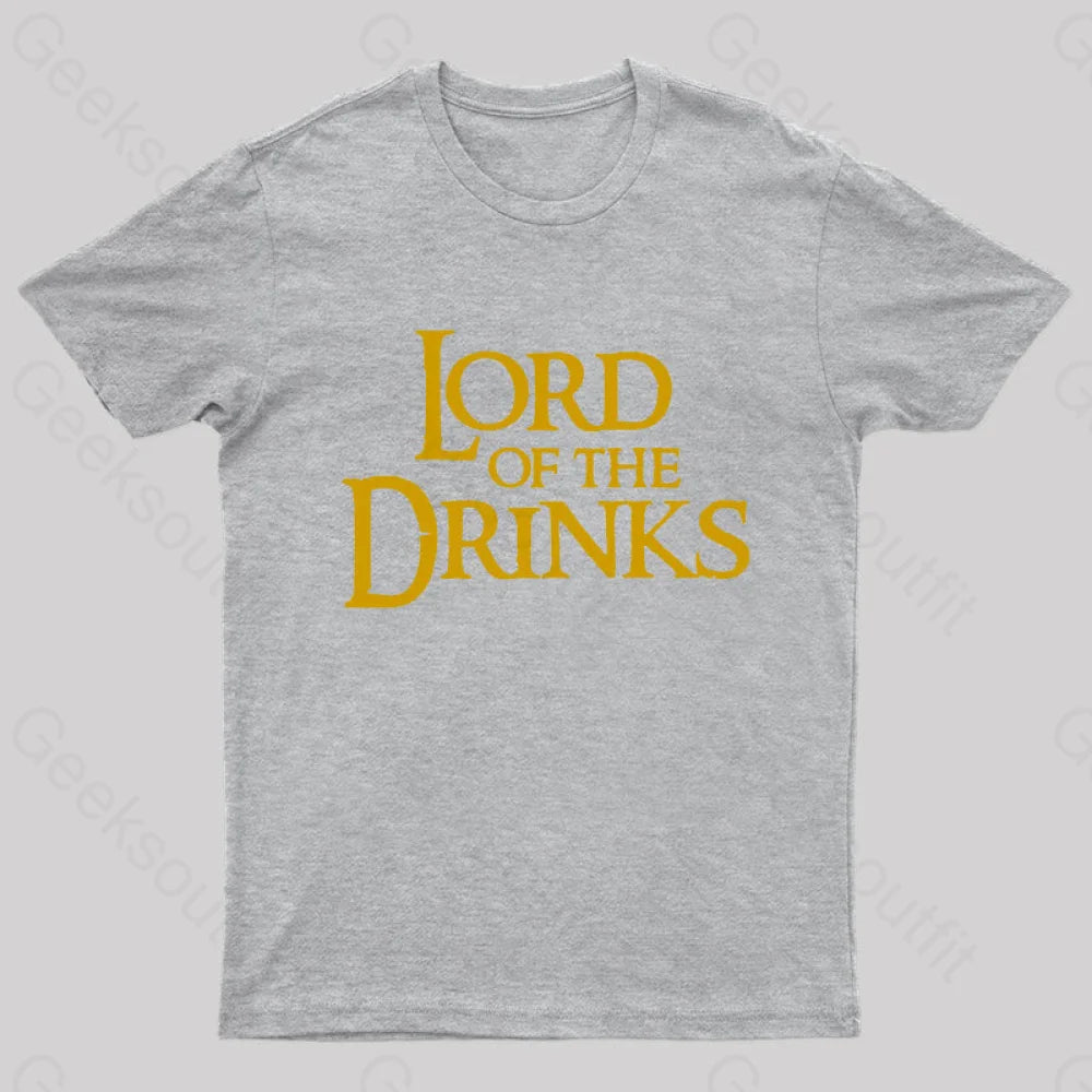 Lord Of The Drinks Geek T-Shirt Grey / S