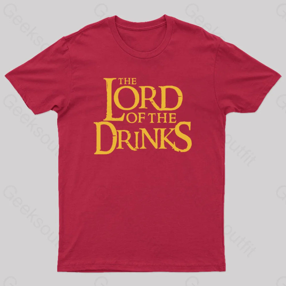 Lord Of The Drinks Geek T-Shirt Red / S