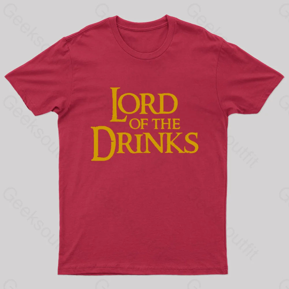 Lord Of The Drinks Geek T-Shirt Red / S