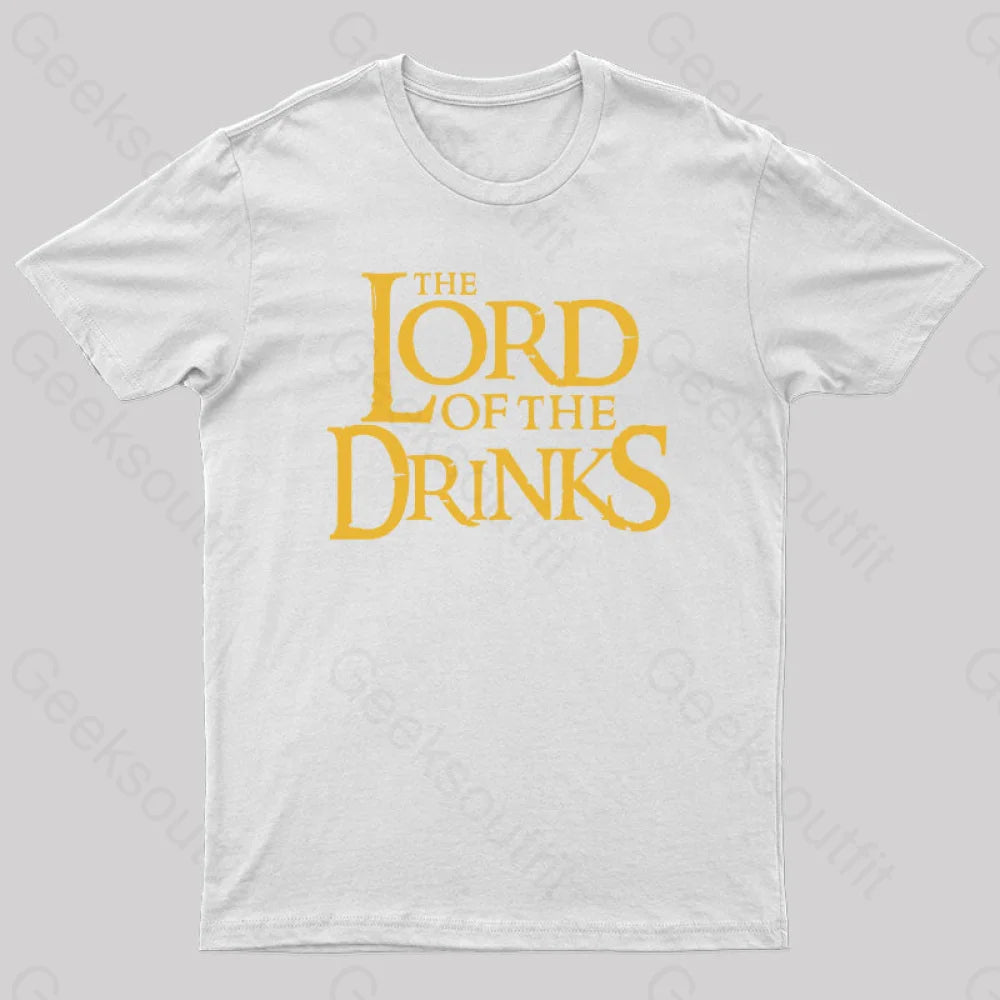 Lord Of The Drinks Geek T-Shirt White / S