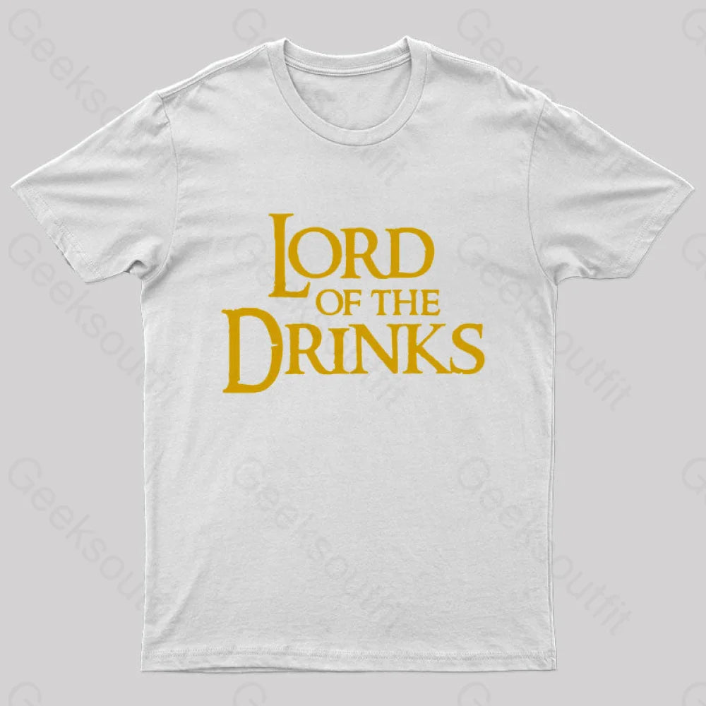 Lord Of The Drinks Geek T-Shirt White / S