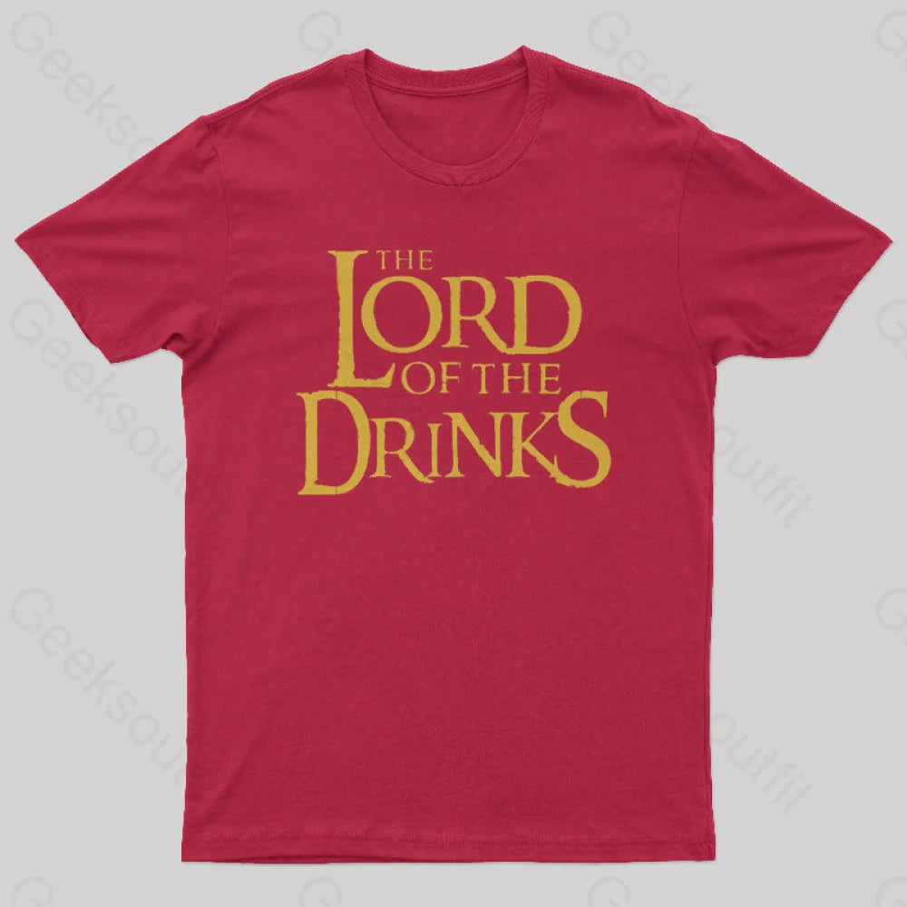 Lord Of The Drinks Nerd T-Shirt Red / S