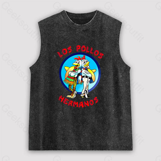 Los Pollos Hermanos Unisex Washed Tank Black / S