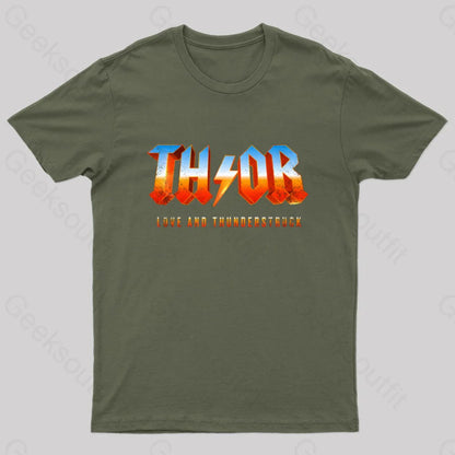 Love And Thunderstruck Nerd T-Shirt Army Green / S