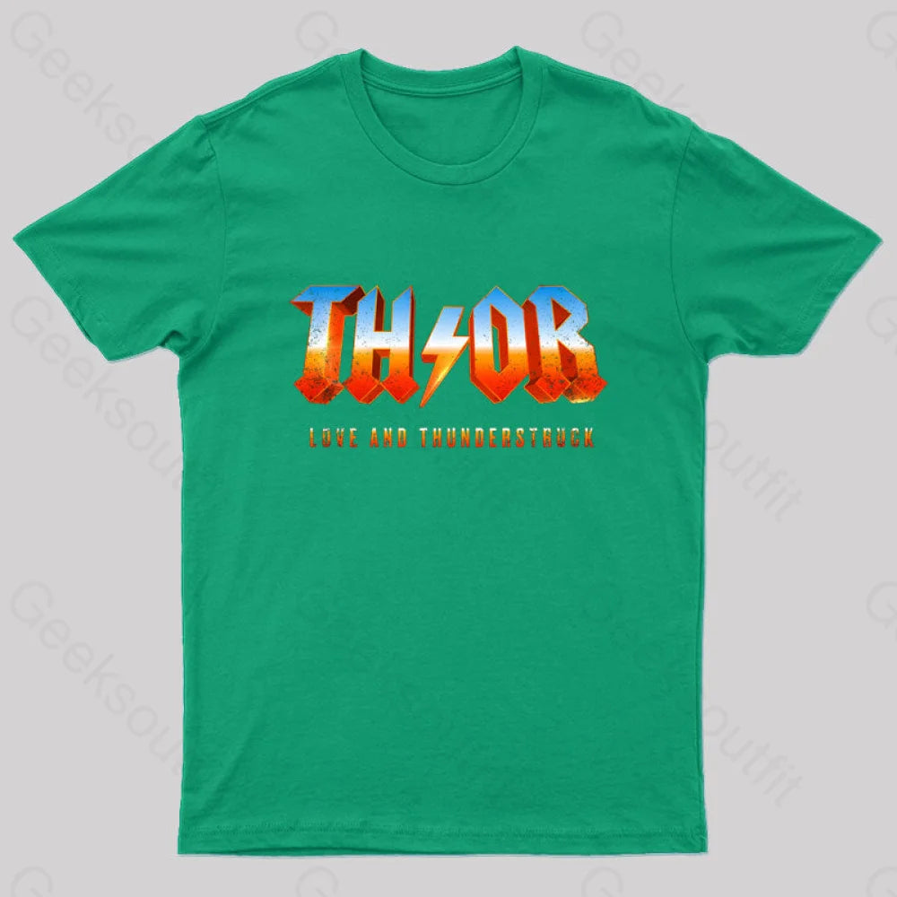 Love And Thunderstruck Nerd T-Shirt Green / S