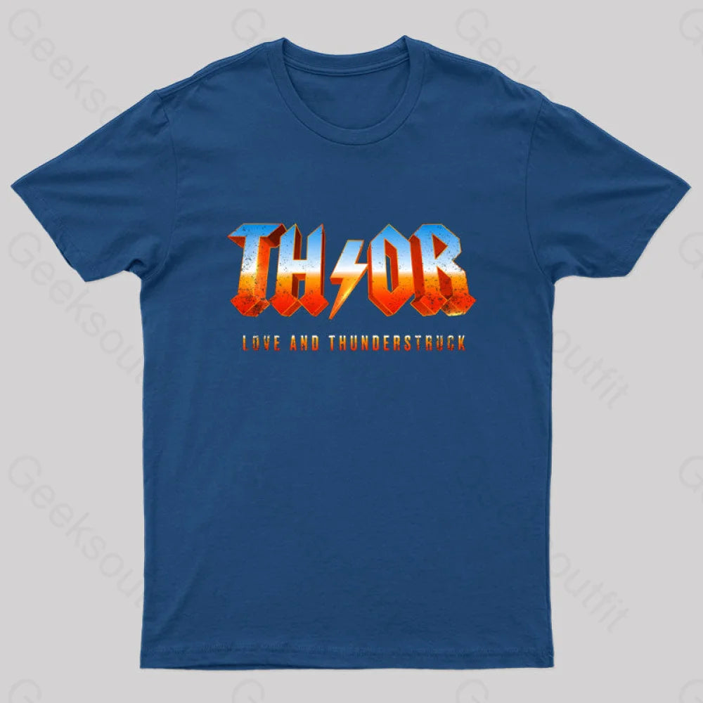 Love And Thunderstruck Nerd T-Shirt Navy / S