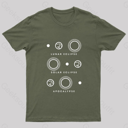 Lunar Eclipse Solar Apocalypse Nerd T-Shirt Army Green / S