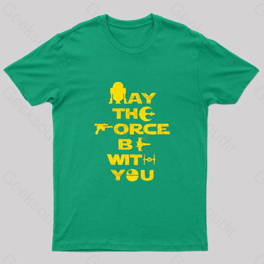 M4Y Th3 F0Rc3 B3 W1Th Y0U Nerd T-Shirt Green / S