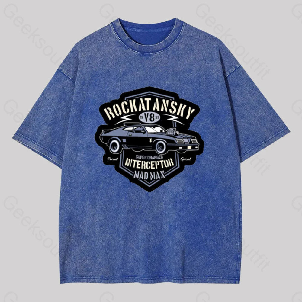 Mad Max V8 Geek Washed T-Shirt Blue / S