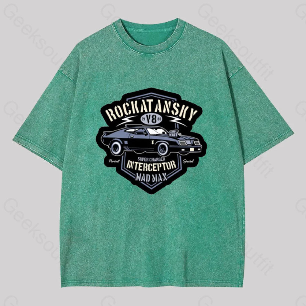 Mad Max V8 Geek Washed T-Shirt Grass Green / S