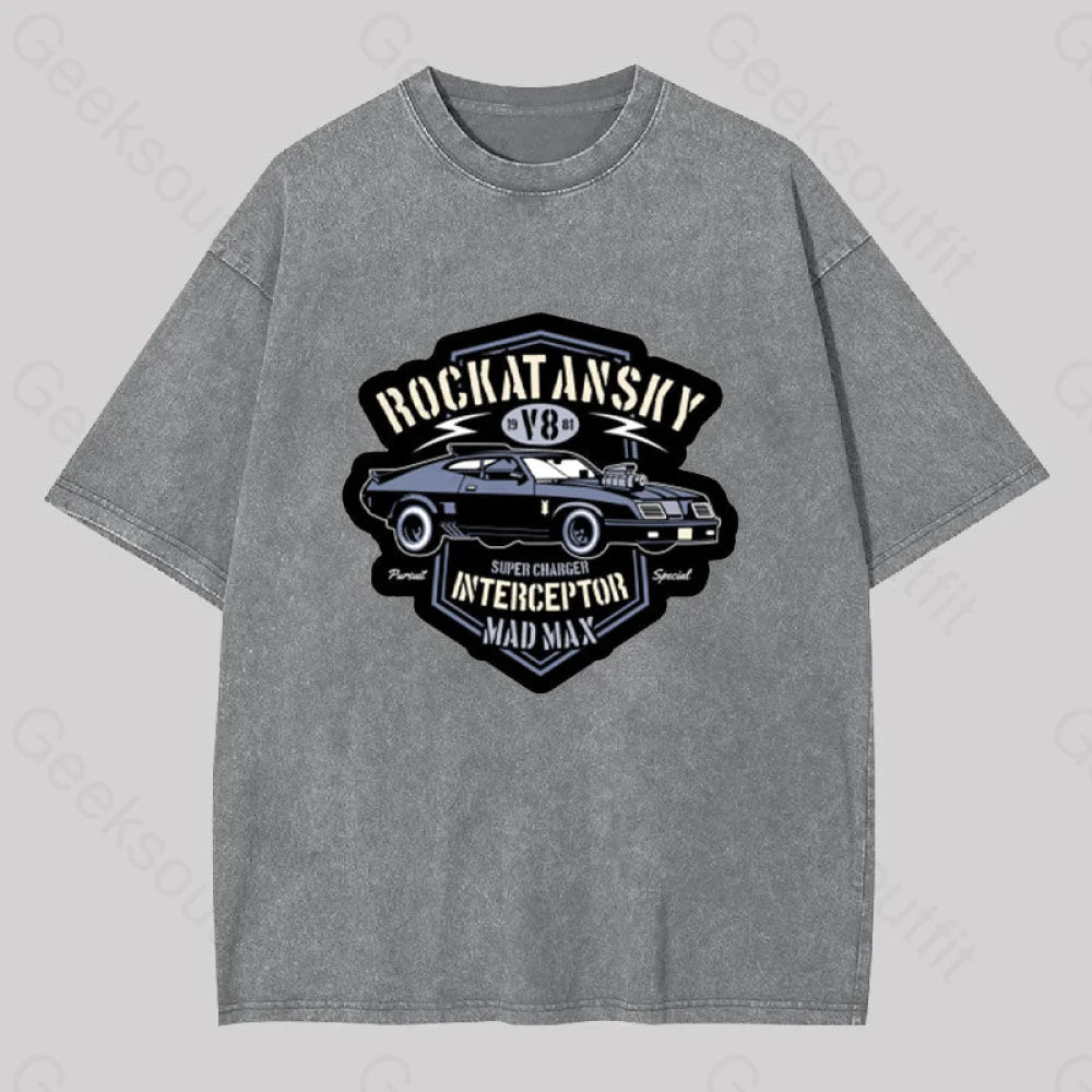 Mad Max V8 Geek Washed T-Shirt Grey / S