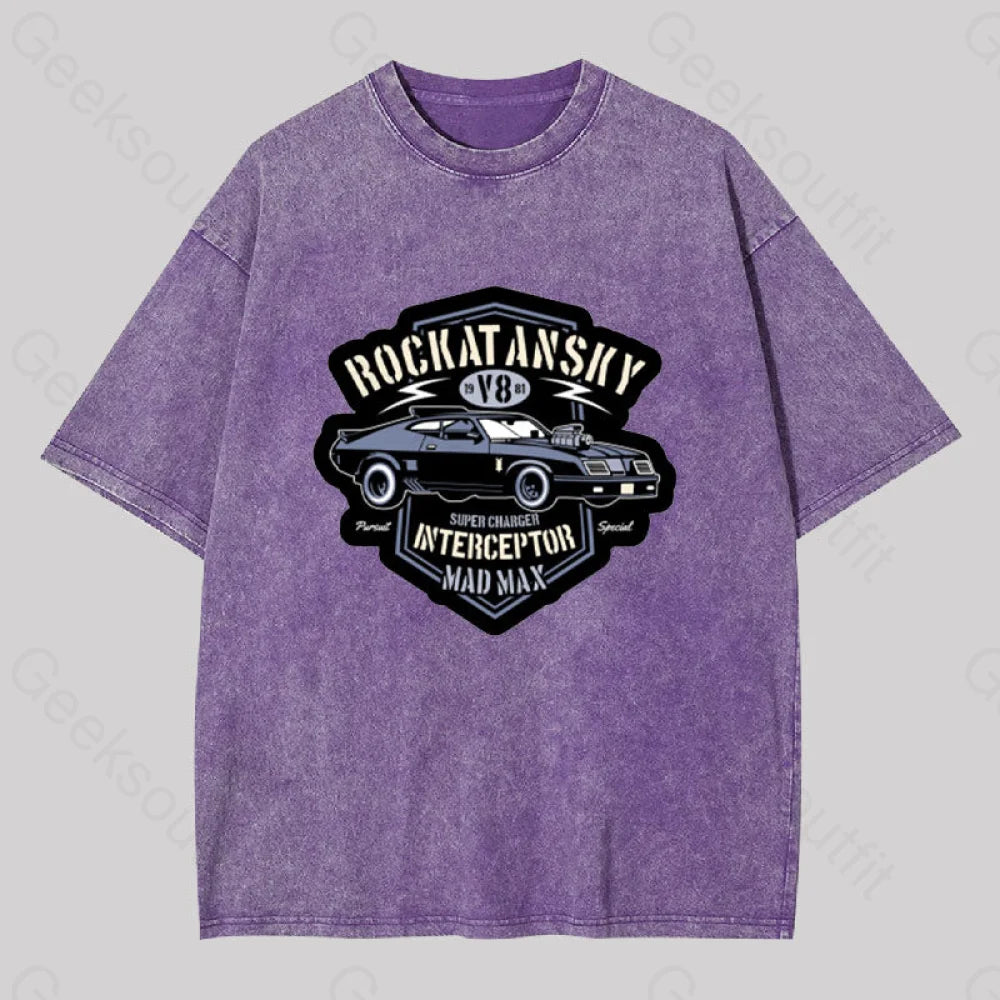 Mad Max V8 Geek Washed T-Shirt Purple / S