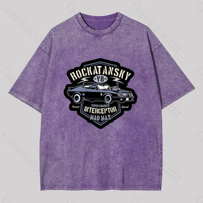 Mad Max V8 Geek Washed T-Shirt Purple / S