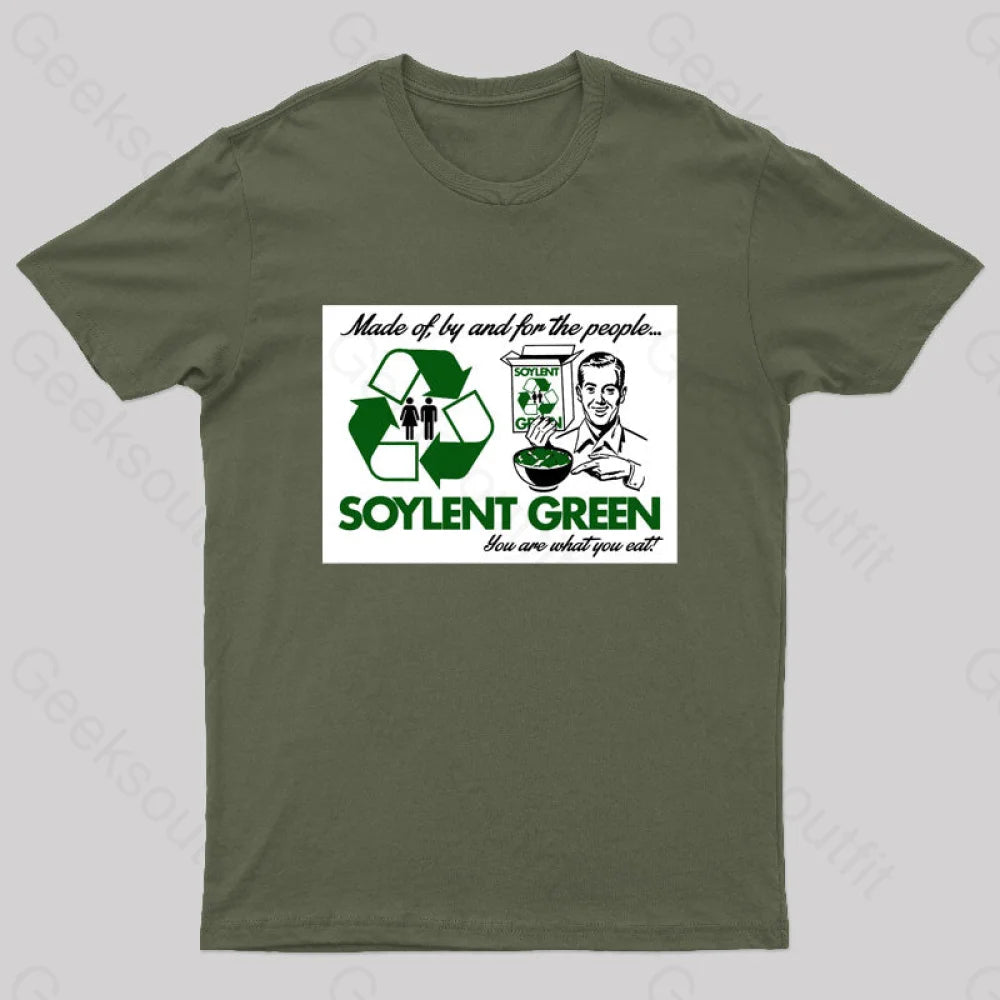 Made Of By And For The People Geek T-Shirt Army Green / S