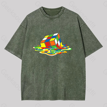 Magic Cube Colourful Washed T-Shirt Army Green / S