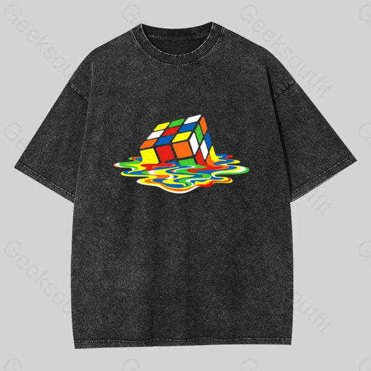 Magic Cube Colourful Washed T-Shirt Black / S