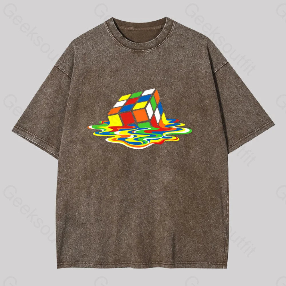 Magic Cube Colourful Washed T-Shirt Coffee / S