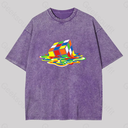 Magic Cube Colourful Washed T-Shirt Purple / S