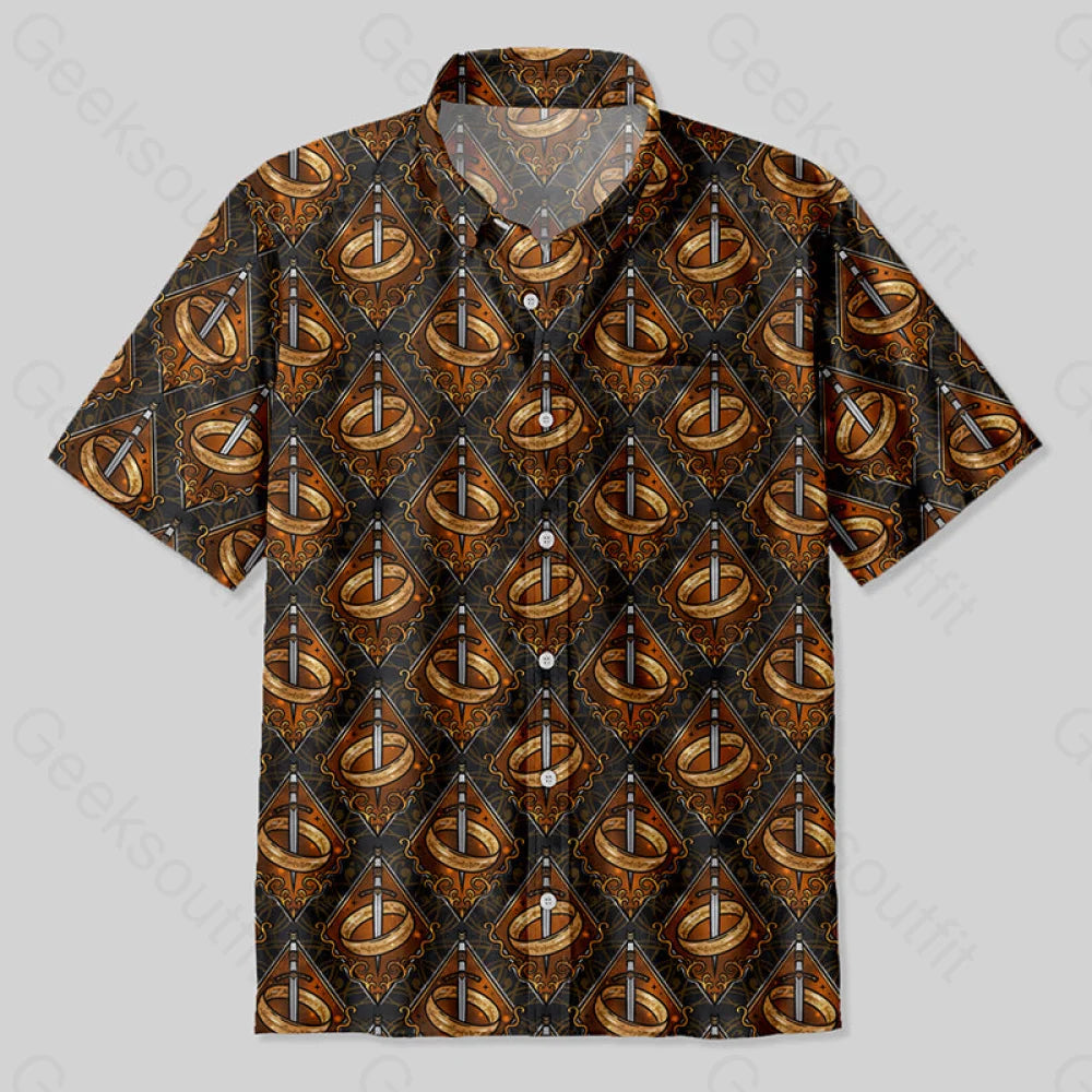 Magic Ring And Sword Button Up Pocket Shirt Up / S Bus632 Yc