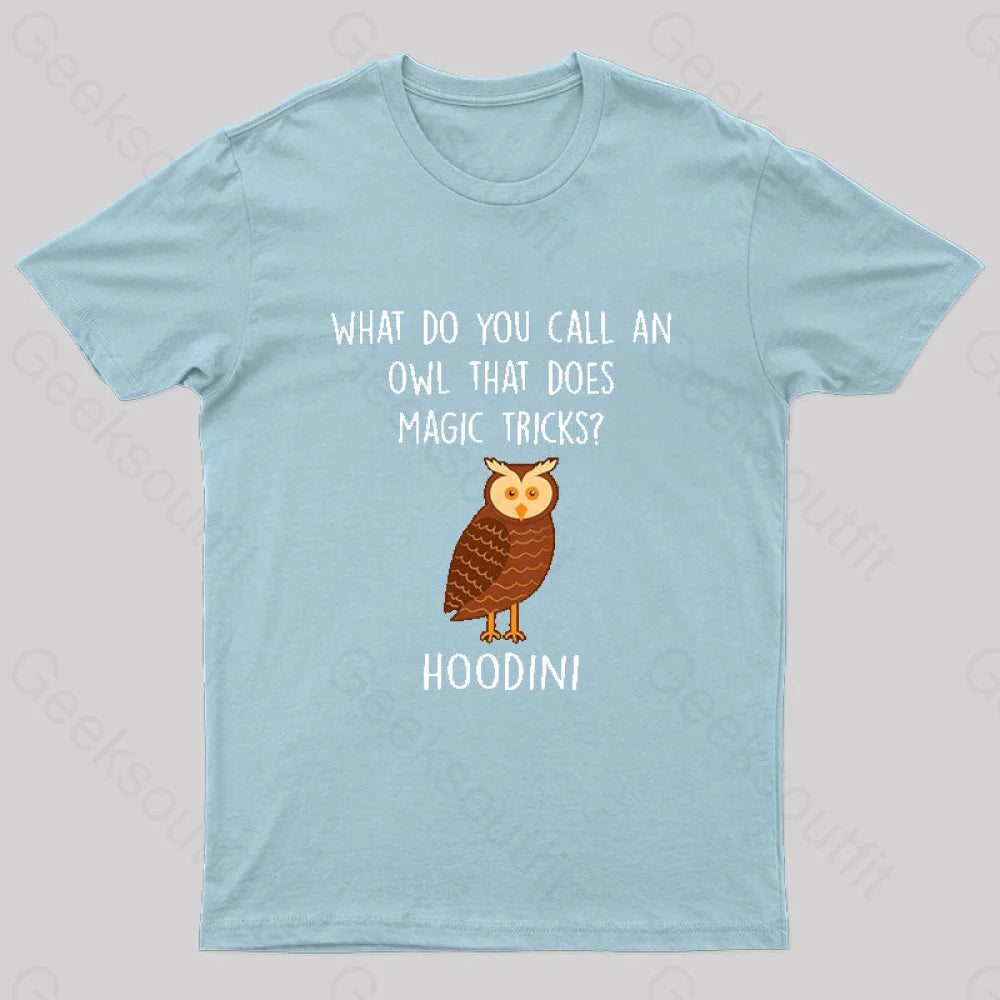 Magic Tricks Owl Nerd T-Shirt Light Blue / S