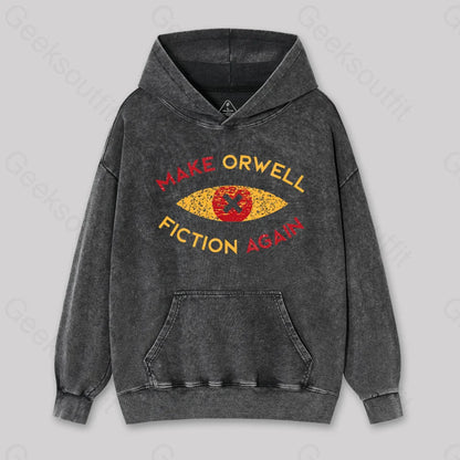 Make Orwell Fiction Again Washed Hoodie Black / S