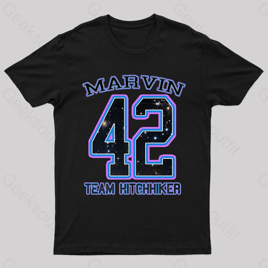 Marvin Team Hitchhiker Geek T-Shirt Black / S