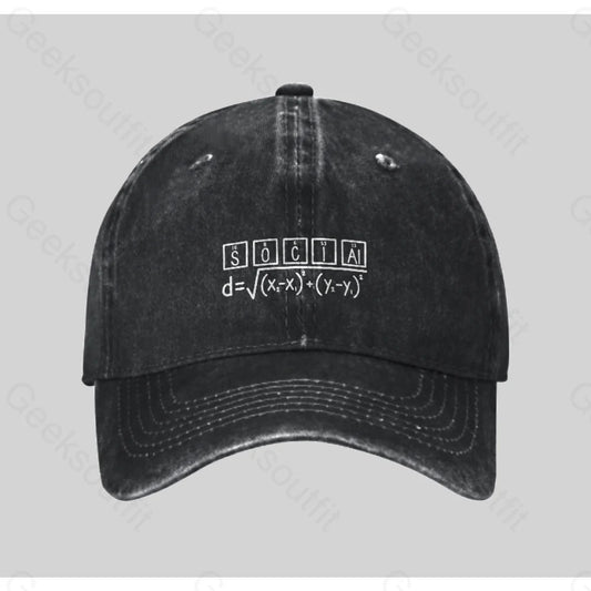 Math And Science Social Pun Washed Vintage Baseball Cap Black