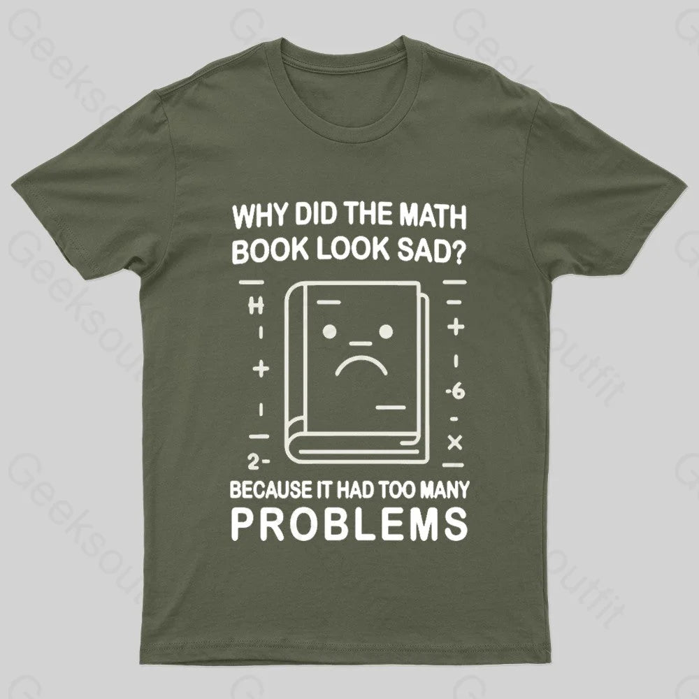 Math Book Blues Nerd T-Shirt Army Green / S