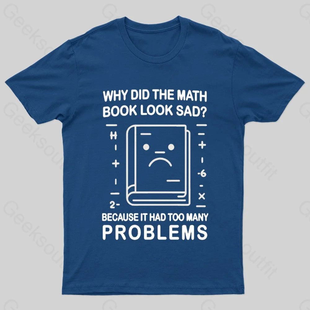 Math Book Blues Nerd T-Shirt Navy / S