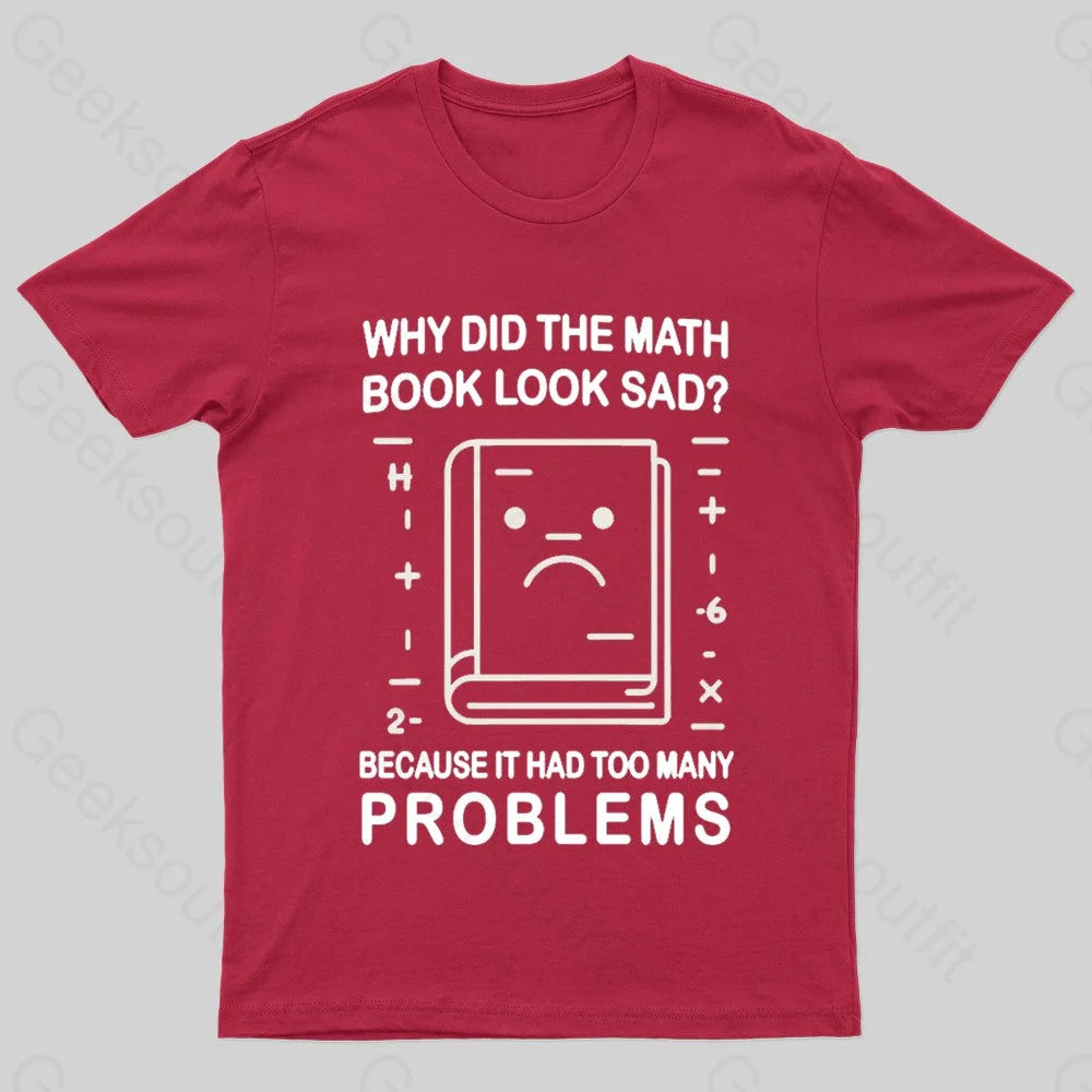 Math Book Blues Nerd T-Shirt Red / S