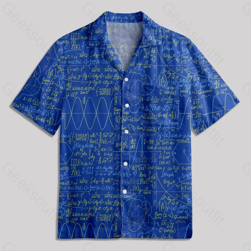 Math Function Curve Button Up Pocket Shirt - Geeksoutfit