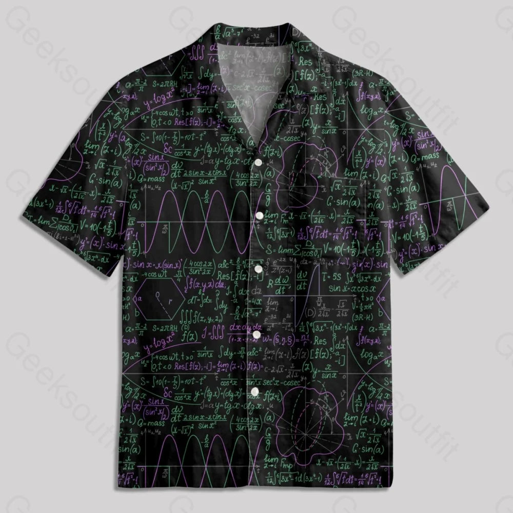 Math Function Curve Button Up Pocket Shirt - Geeksoutfit