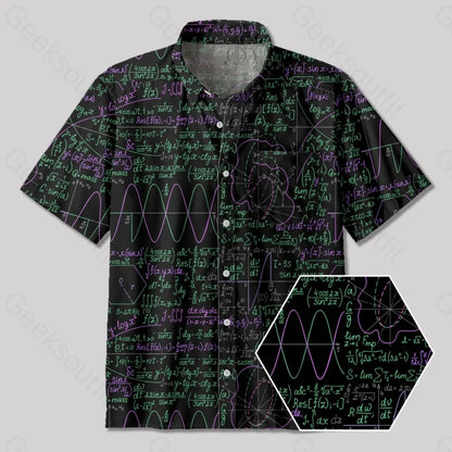 Math Function Curve Button Up Pocket Shirt - Geeksoutfit