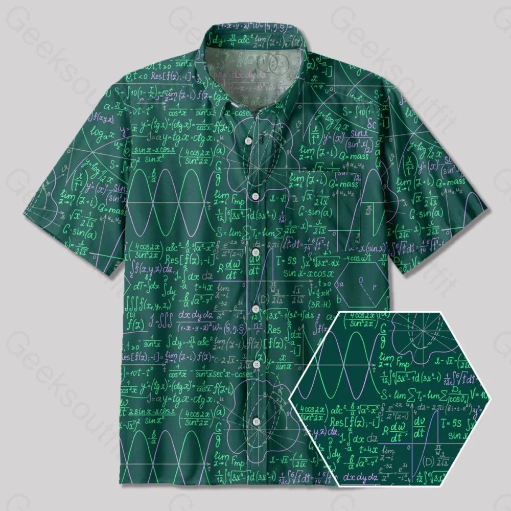 Math Function Curve Button Up Pocket Shirt - Geeksoutfit