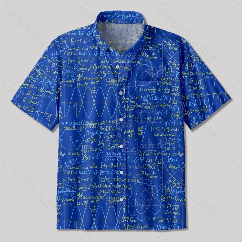 Math Function Curve Button Up Pocket Shirt - Geeksoutfit