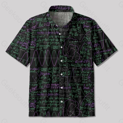 Math Function Curve Button Up Pocket Shirt - Geeksoutfit