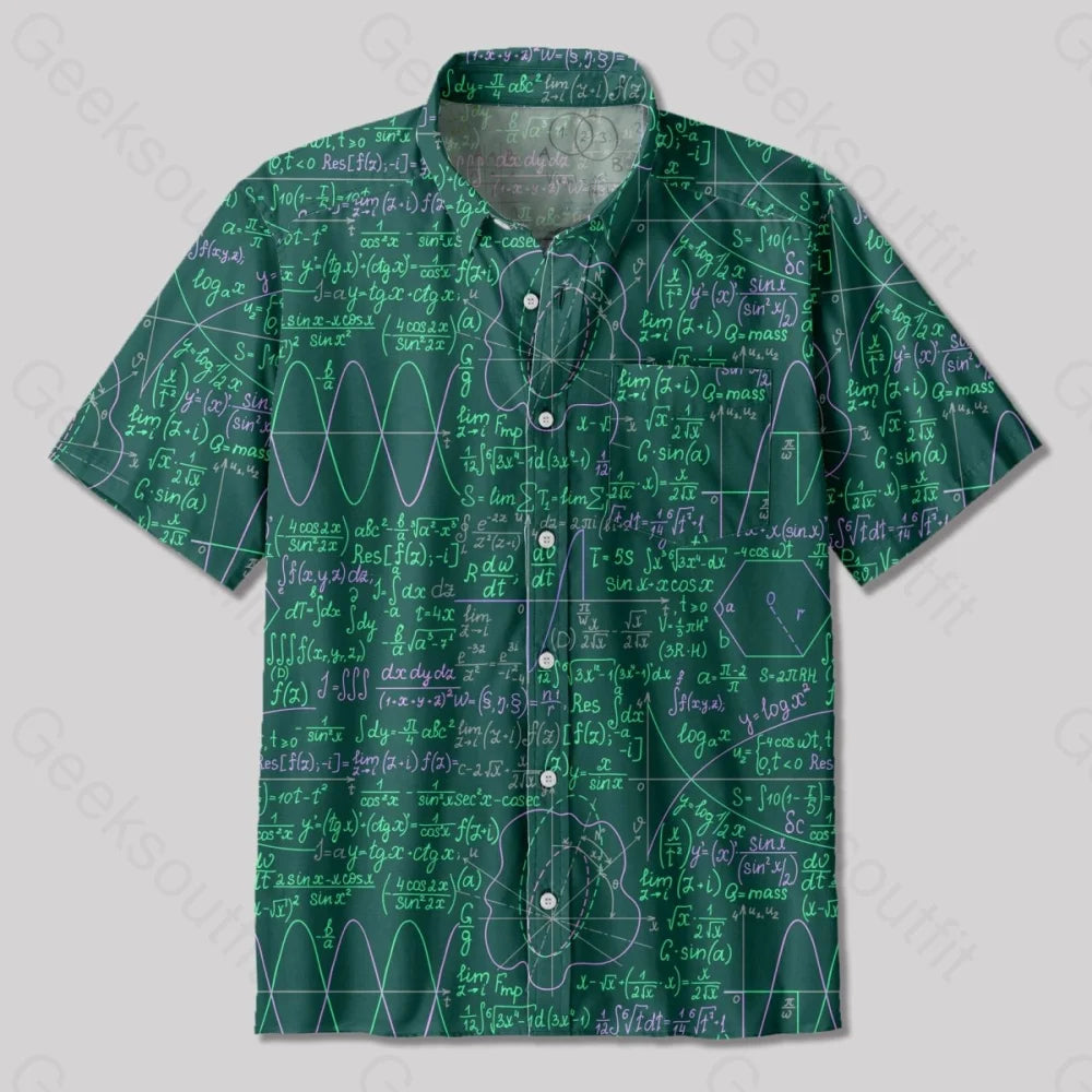 Math Function Curve Button Up Pocket Shirt - Geeksoutfit