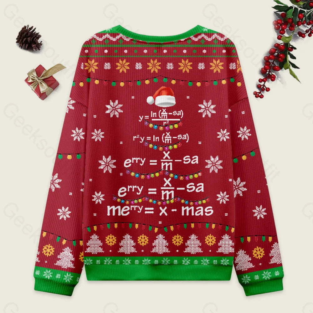 Math Merry Xmas Tree Red Ugly Christmas Sweater Men’s Style-S