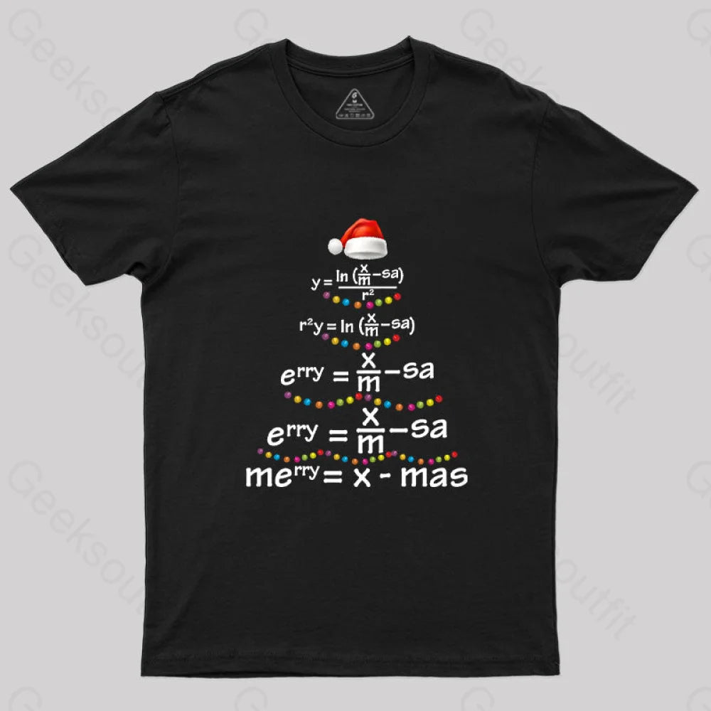 Math Merry Xmas Tree T-Shirt Black / S