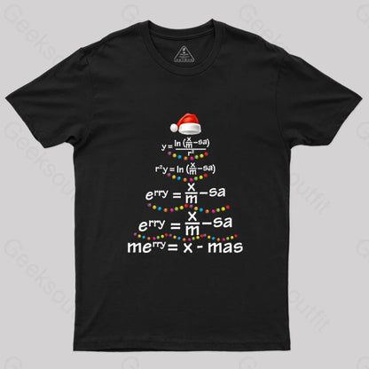 Math Merry Xmas Tree T-Shirt Black / S