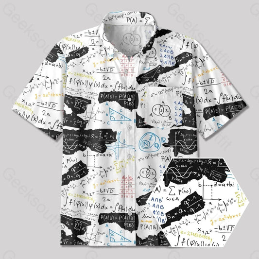 Mathematical Formula Button Up Pocket Shirt - Geeksoutfit