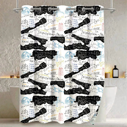 Mathematical Black And White Matching Shower Curtain