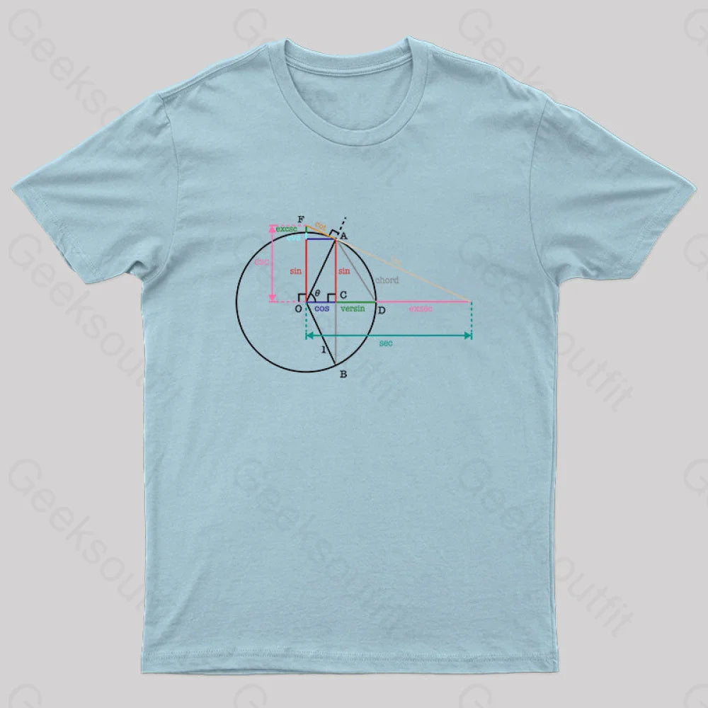 Mathematical Graphical Formulas Nerd T-Shirt Light Blue / S