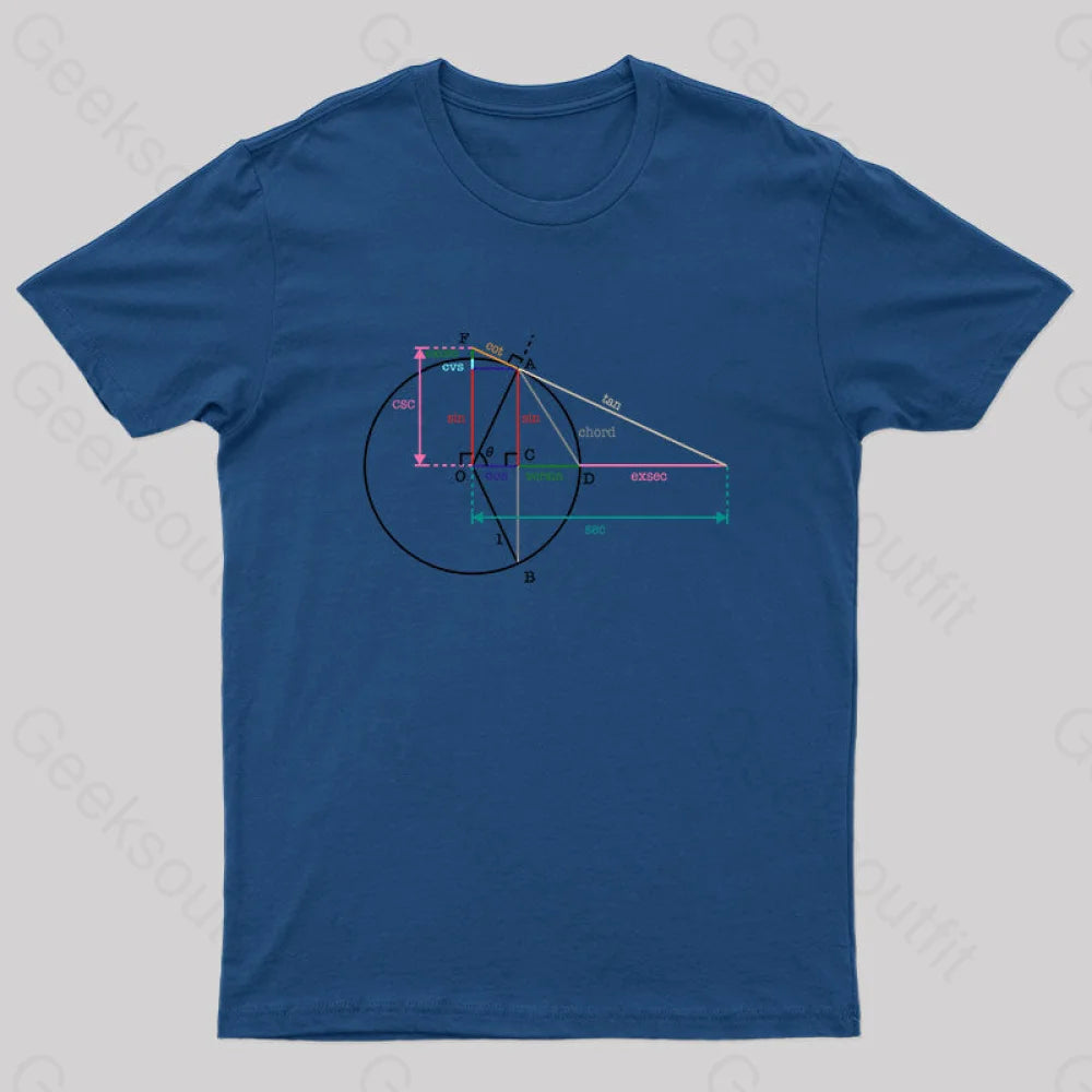 Mathematical Graphical Formulas Nerd T-Shirt Navy / S