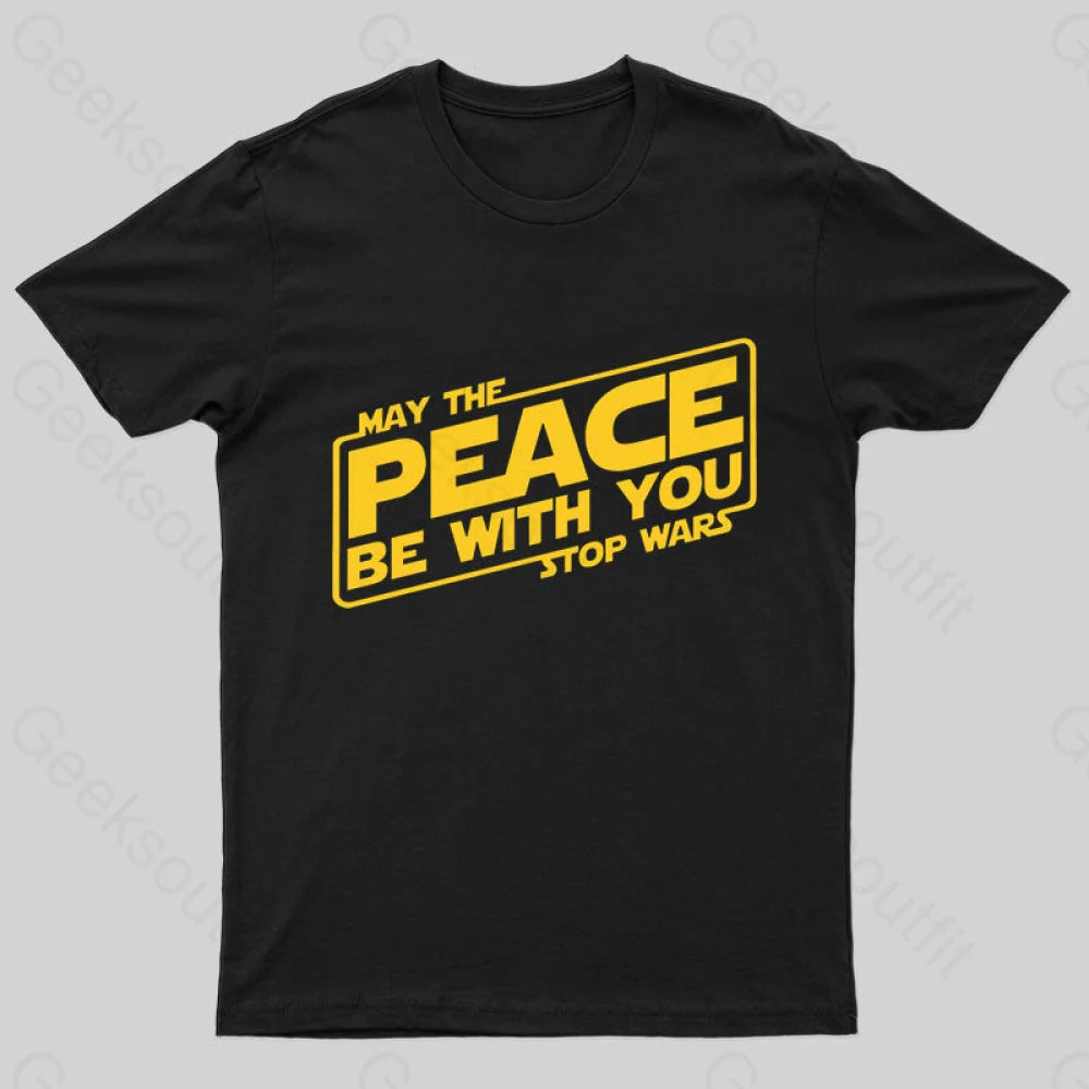 May The Peace Be With You Nerd T-Shirt Black / S