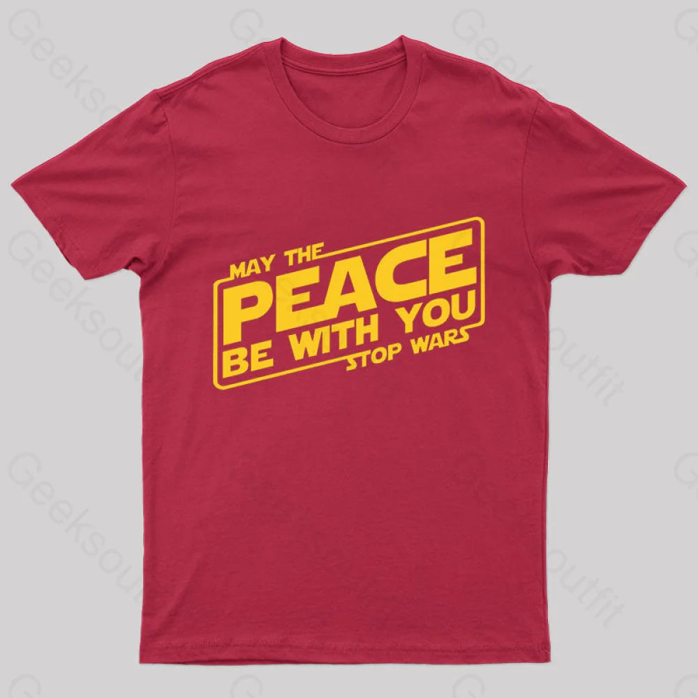 May The Peace Be With You Nerd T-Shirt Red / S